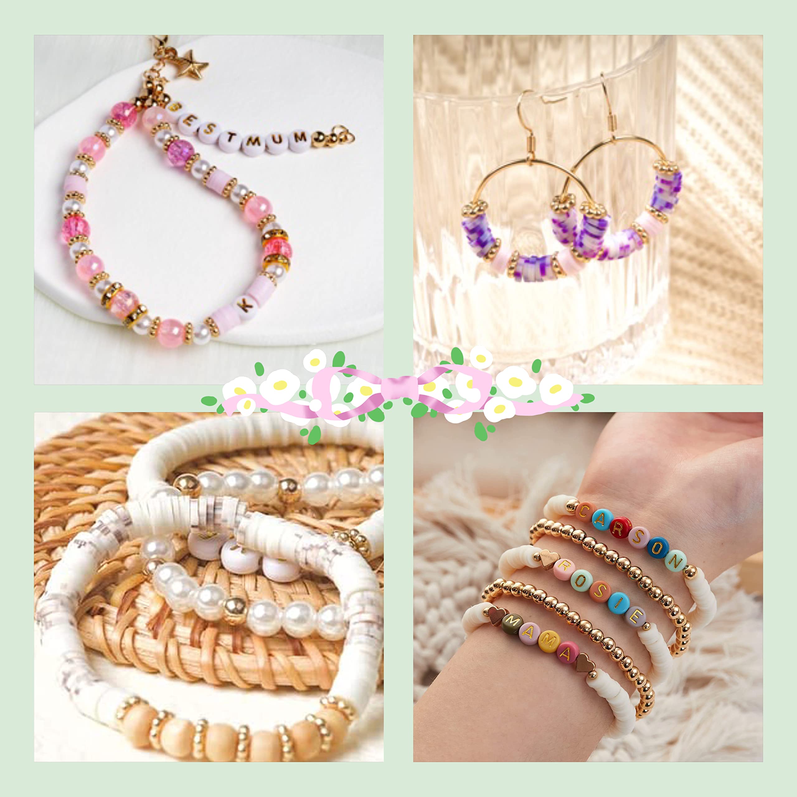 7200 Pcs Clay Beads Bracelet Making Kit, 24 Colors 6mm Polymer